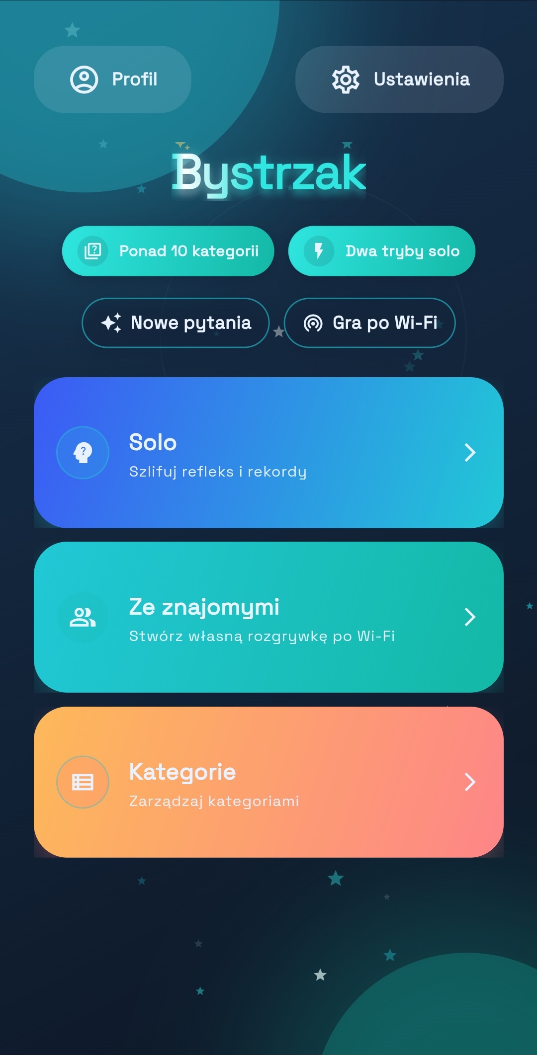 Ekran główny aplikacji Bystrzak